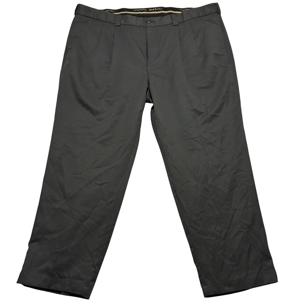 Oak Hill Mens Charcoal Grey Pleated Dress Pants Size 46x28 Trousers Business